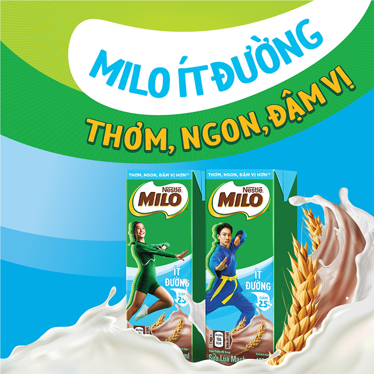 Thùng 48 Hộp Sữa Nestlé Milo Ít Đường (180ml/ Hộp)