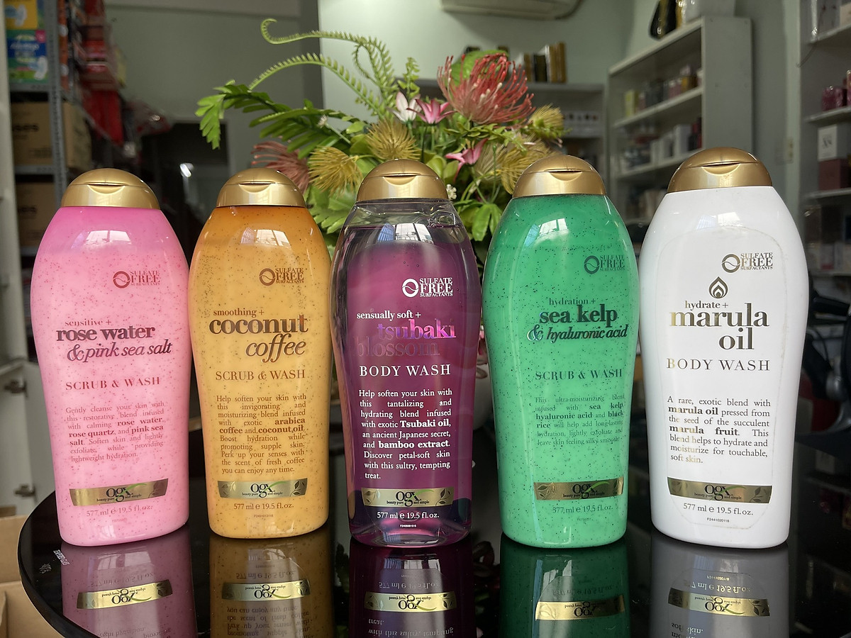 Sữa tắm tẩy tế bào chết Ogx HYDRATION + SEA KELP & HYALURONIC ACID