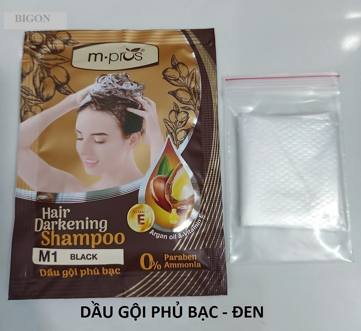 Dầu Gội Nhuộm Tóc Đen & Nâu Phủ Bạc Siêu Dưỡng M.PROS Gói 25ml