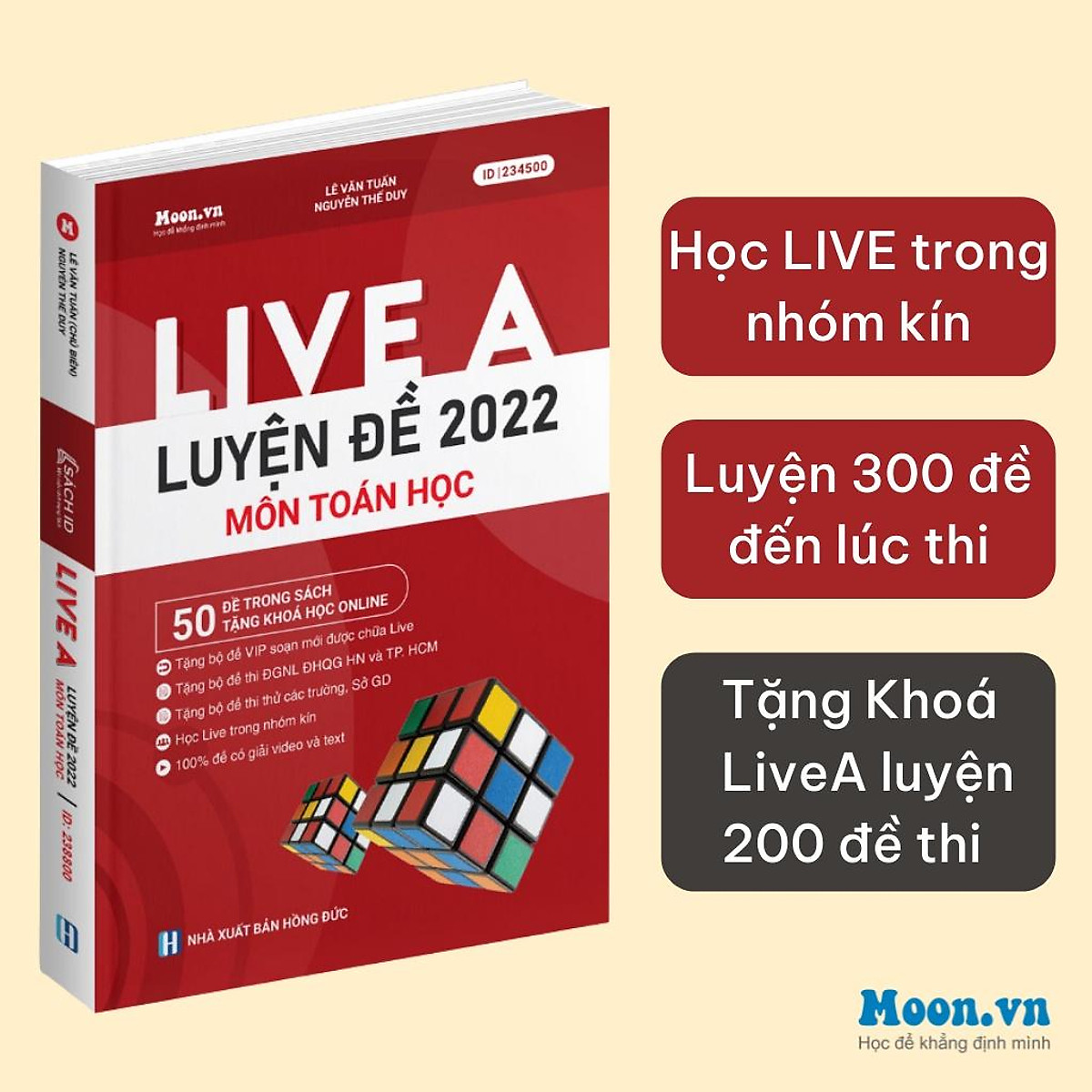 Khóa Live A - Luyện Đề Toán THPT Quốc Gia Và Đánh Giá Năng Lực 2022 - Sách ID MoonBook Bộ Đề Minh Họa Môn Toán