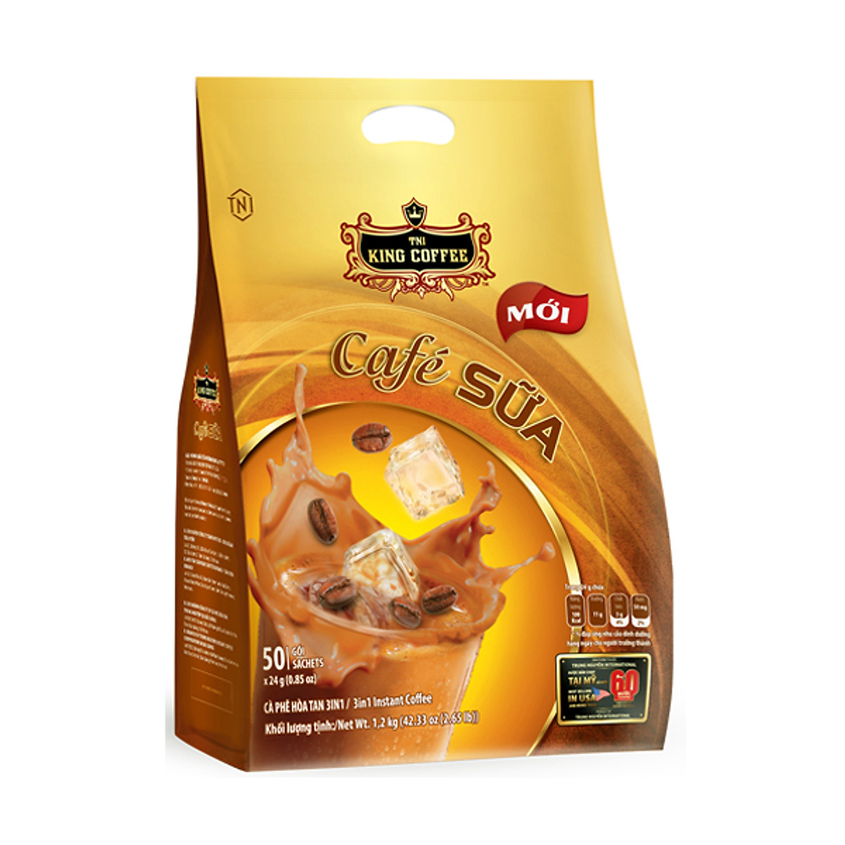 Cà Phê Sữa Hòa Tan 3IN1 KING COFFEE Túi 50 gói x 24g Cà phê