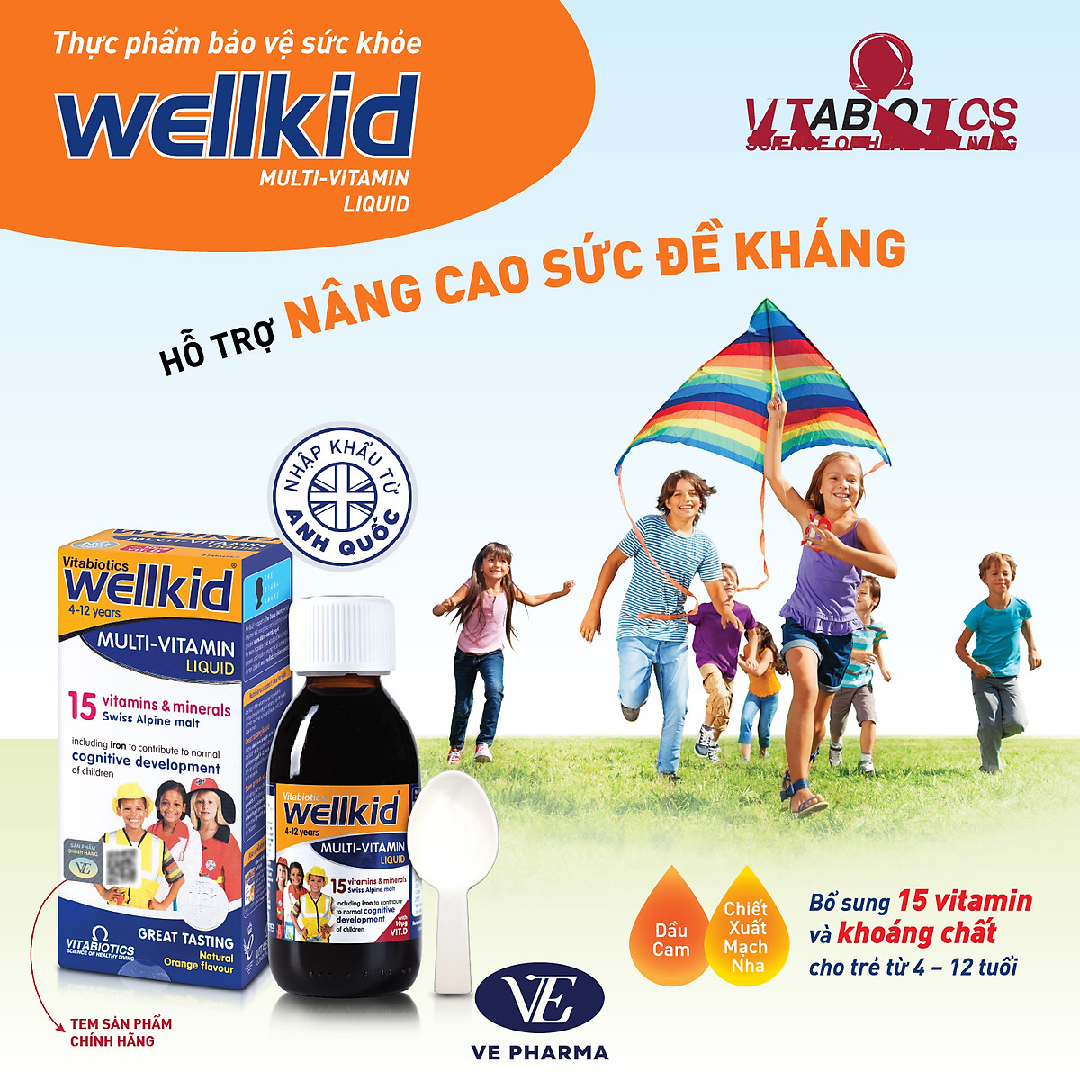 Bộ Sản Phẩm Vitabiotics Viên Uống PREGNACARE Breast-feeding Cho Phụ Nữ Cho Con Bú 84 Viên Và Siro WELLKID Cho Bé 150ml
