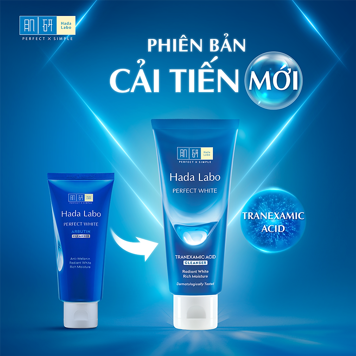 Sữa rửa mặt dưỡng trắng Hada Labo Perfect White Tranexamic Acid Cleanser 80g