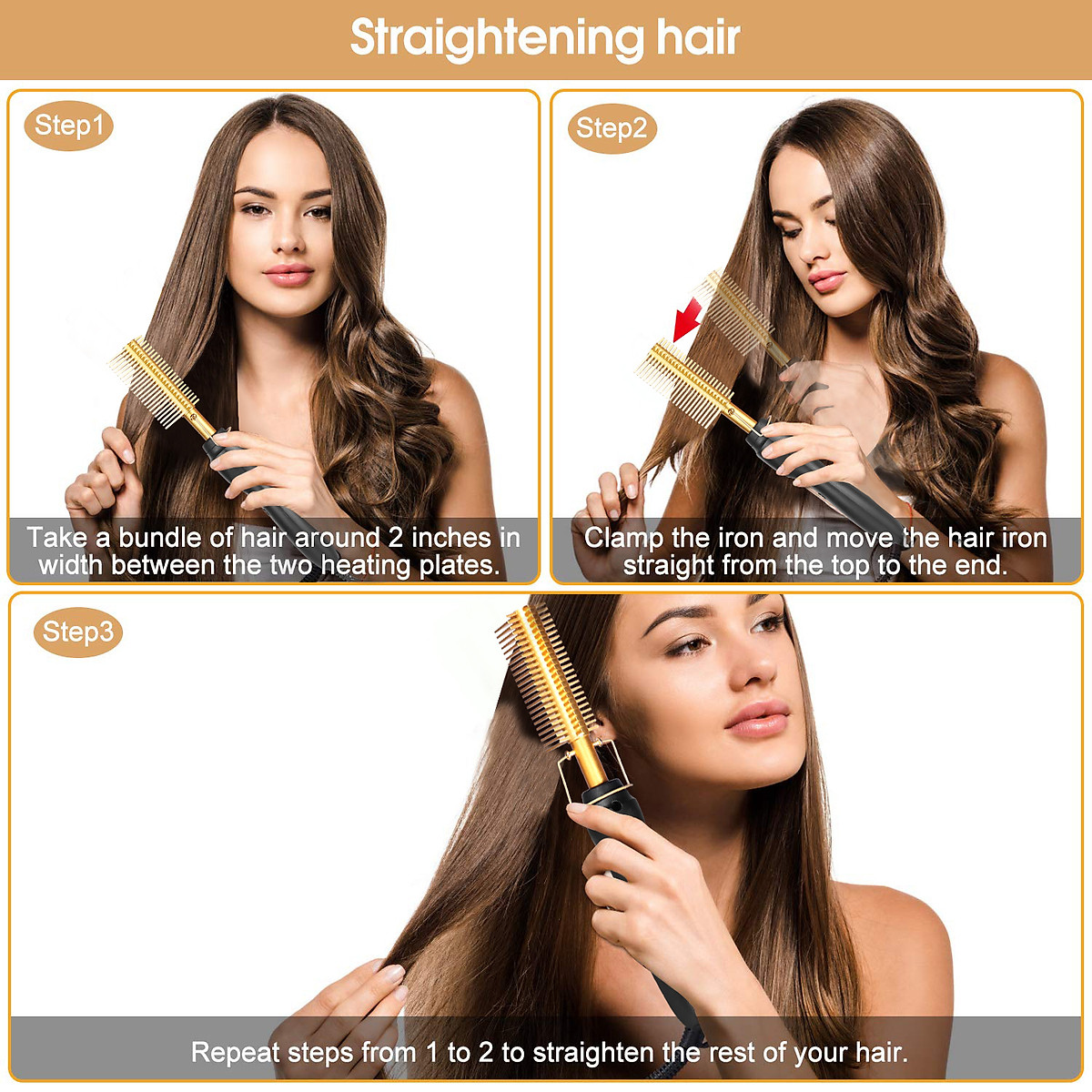 Hair Straightener Hot Heating Comb 2 In 1 Straightening Brush Corrugation Curling Iron Hair Curler Comb Hair Straightener Hot Heating Comb 2 In 1 Straightening Brush Corrugation Curling Iron Hair Curler Comb