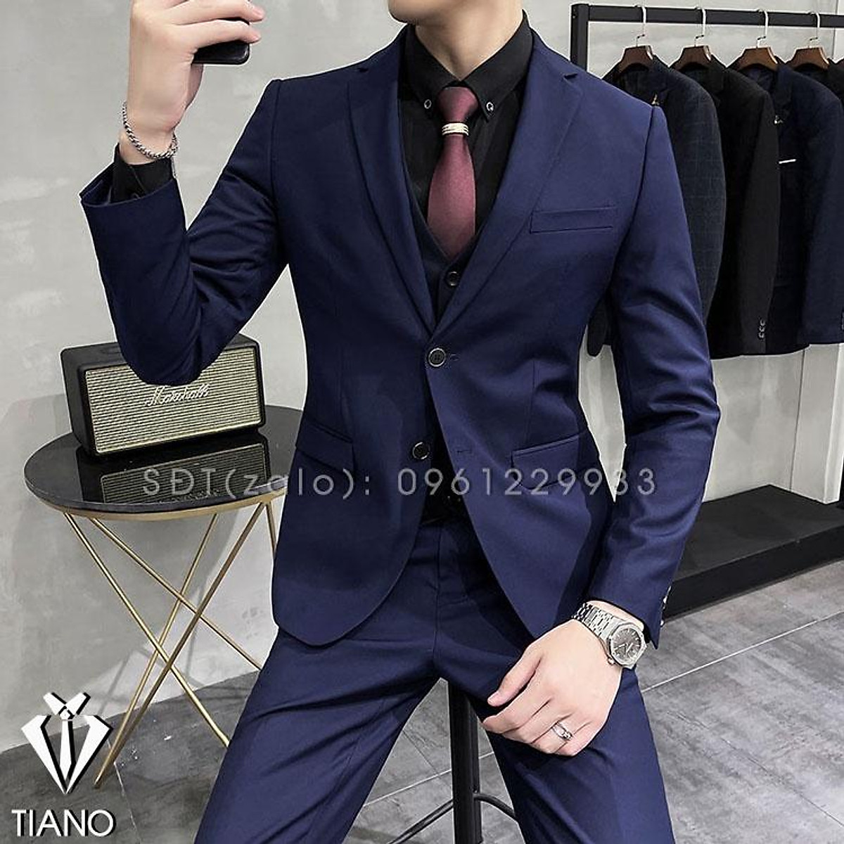 Giảm giá Bộ vest nam trẻ trung màu xanh than cao cấp  BeeCost