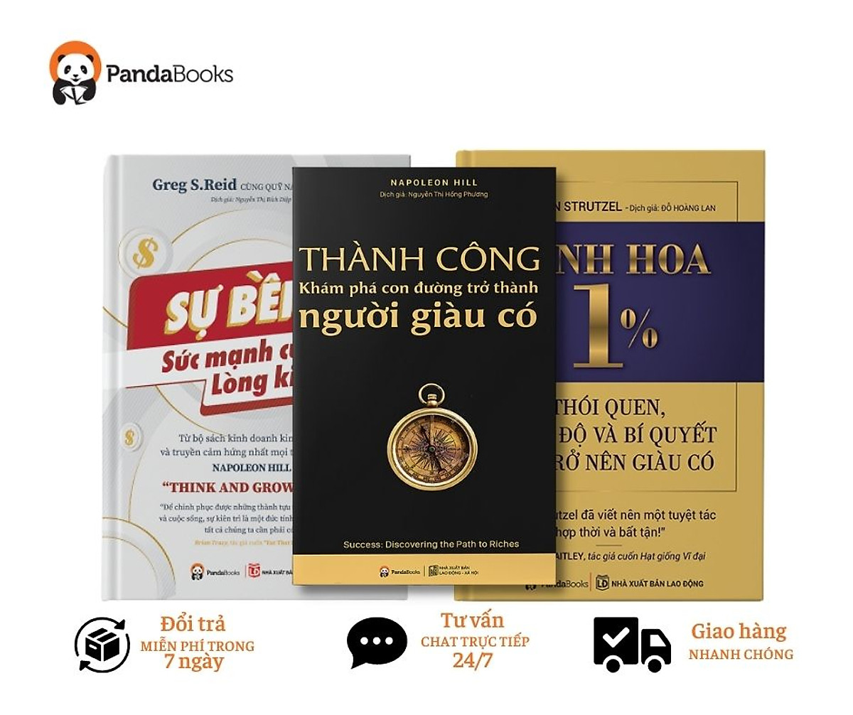 COMBO 3 Sách: Sự bền bỉ: Sức mạnh lòng kiên trì + Tinh hoa 1% + Thành công