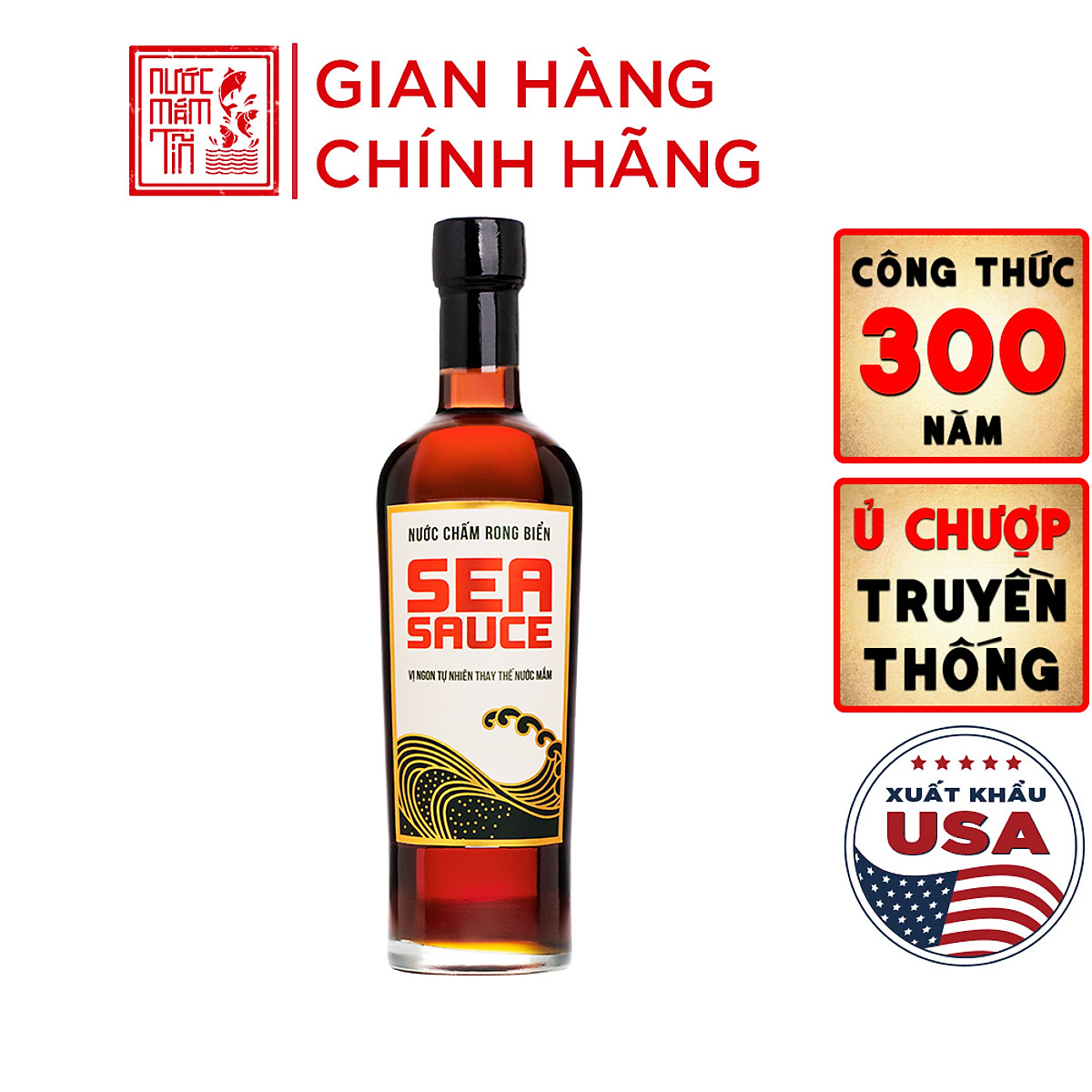 Đặc Sản Phan Thiết - Nước Chấm Rong Biển Làng Chài Xưa Sea Sauce Chai Thủy Tinh 500Ml/Chai Làng Chài Xưa - Chay Mặn Đều Dùng Được