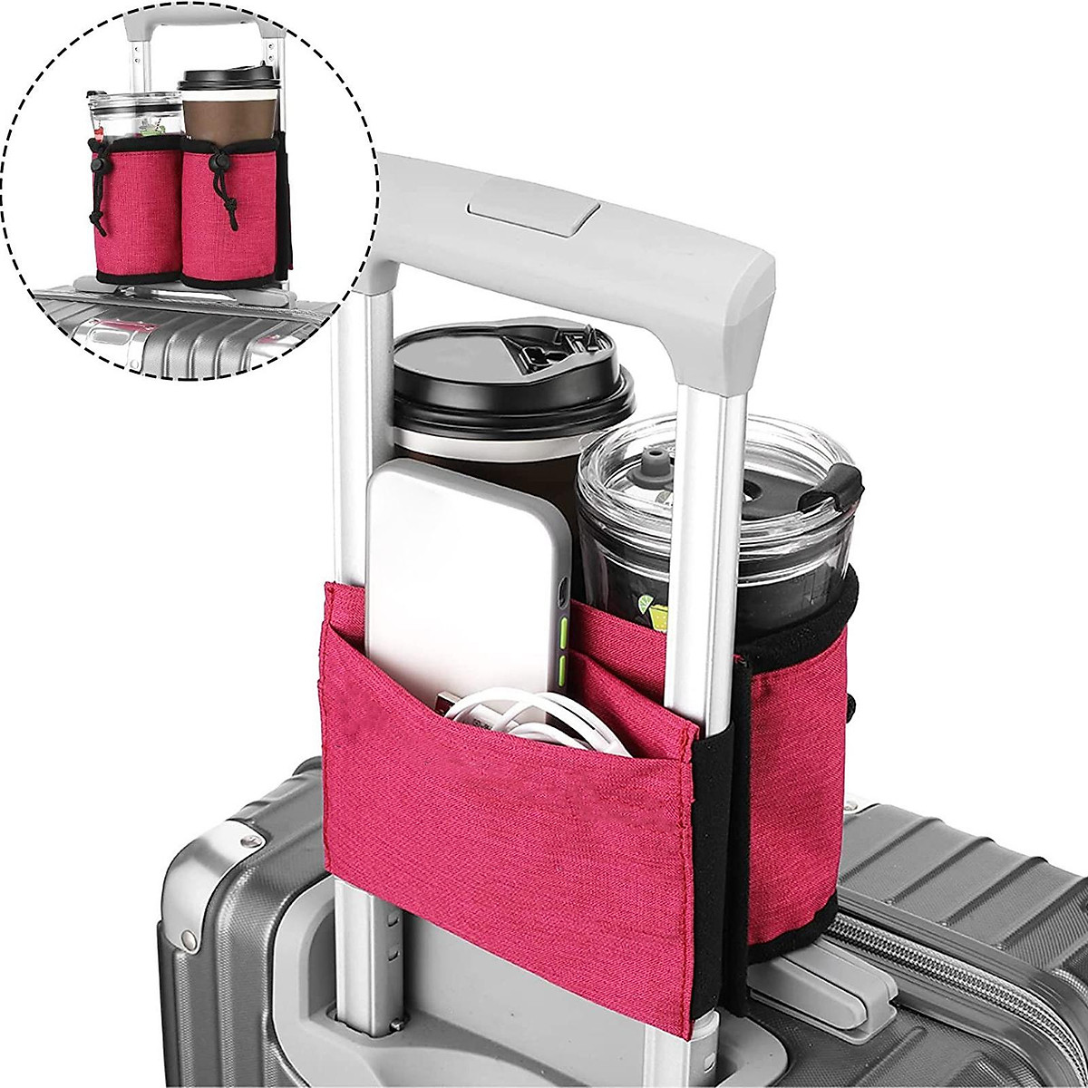 Dropship Travel Cup Holder Fits Roll On Suitcase Handles Attachment Drinks  Carrier For Drink Beverages Coffee Mugs(Grey) to Sell Online at a Lower  Price