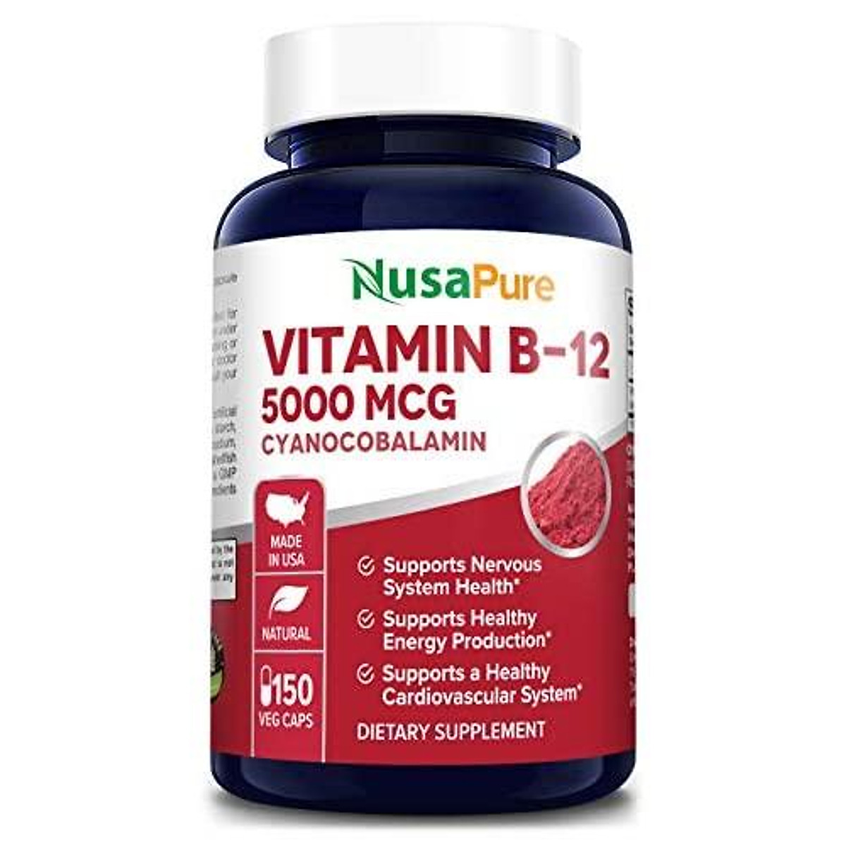 Vitamin B125000 MCG 150 Veggie Capsules (NonGMO & Gluten Free) Max