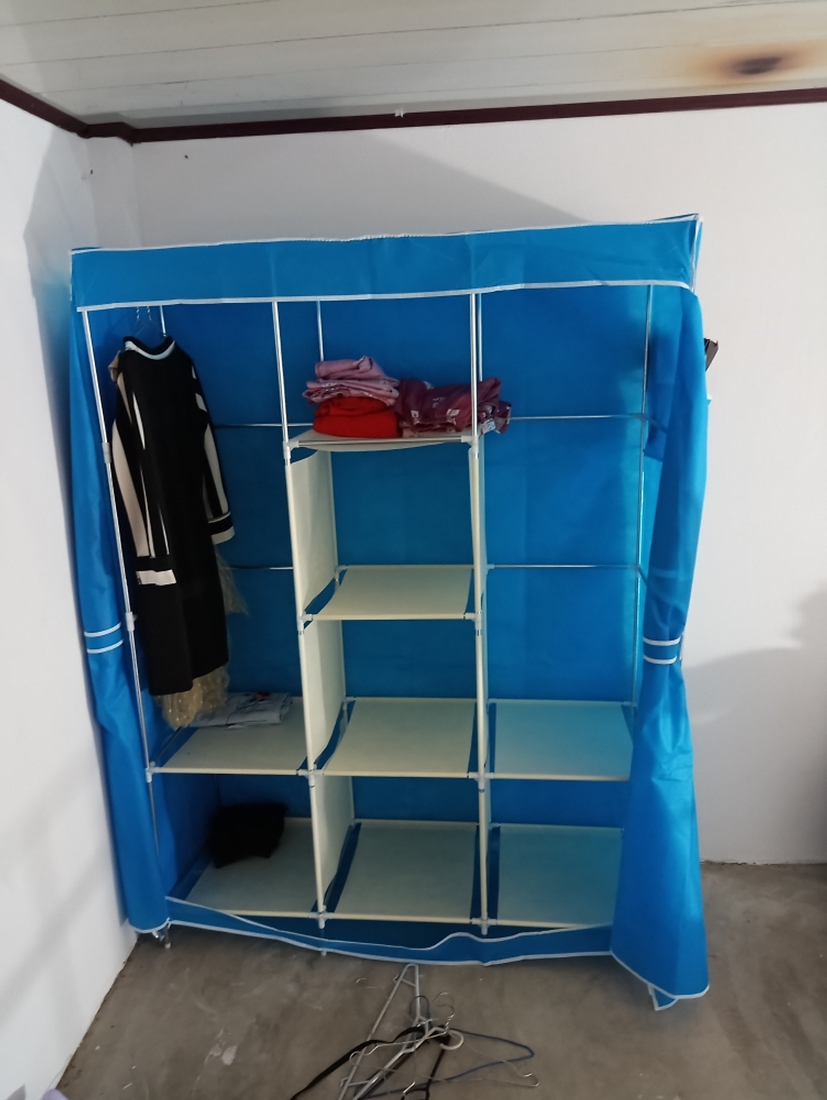 Tủ Quần Áo Cải Tiến Thế Hệ Mới, Tủ Vải Quần Áo 3 Buồng 8 Ngăn 1,7m Cao Cấp
