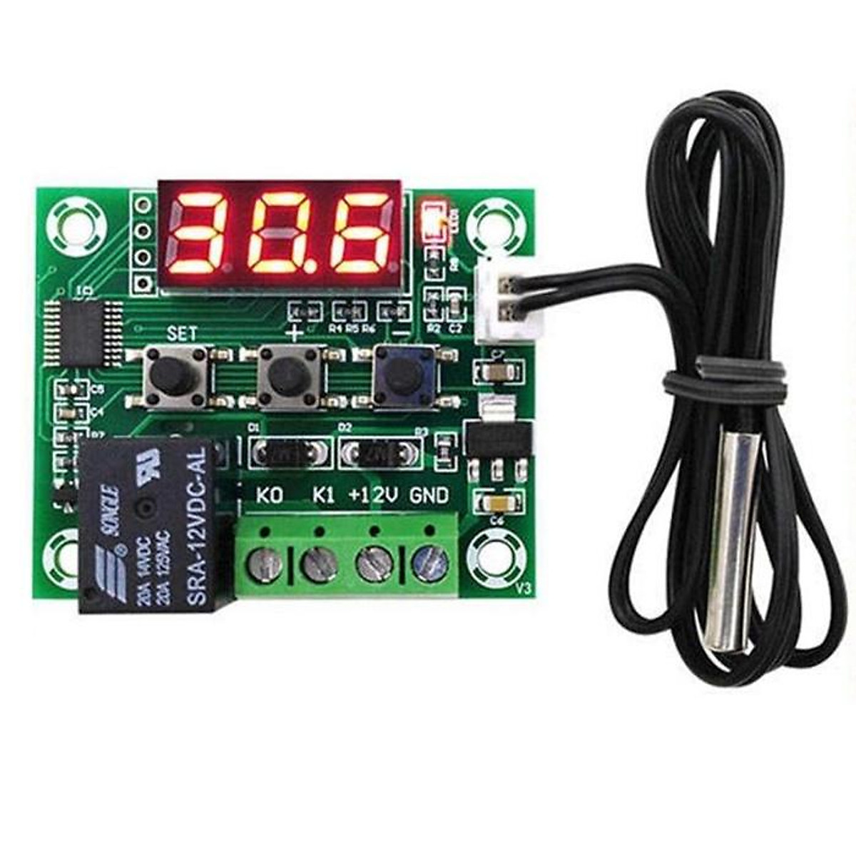 Mạch Cảm Biến Kiểm Soát Nhiệt Độ Ấp Trứng W1209 Relay 12VDC XHW1209