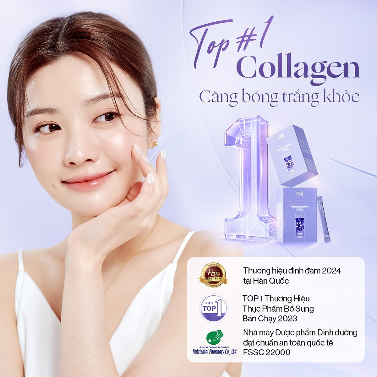Combo 2 hộp Bột uống Collagen Gilaa Cao Cấp Kết Hợp Saffron (60 gói x 2)
