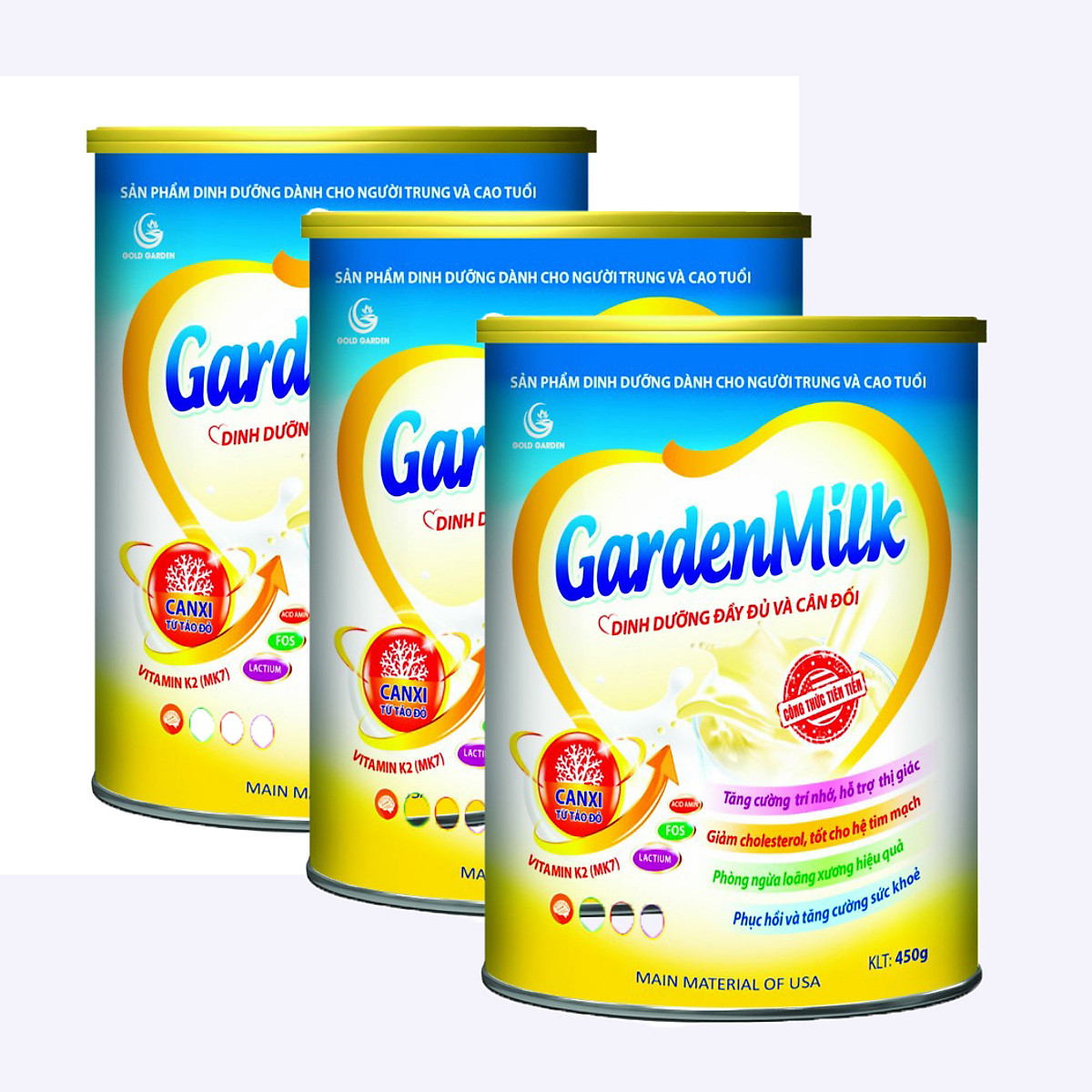 Ba hộp Sữa Garden Milk dinh dưỡng dành cho người lớn
