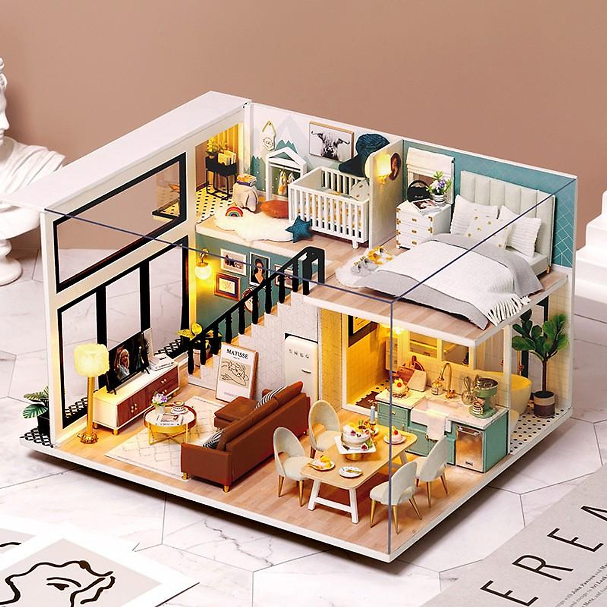 Mô Hình Biệt Thự Cho Búp Bê Hoomeda Handmake Diy Dollhouse Villa Miniature