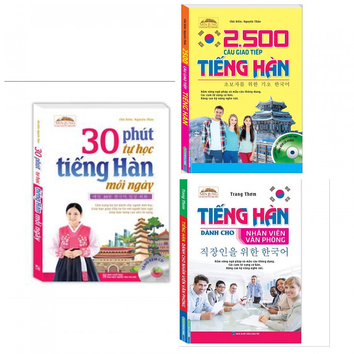 Combo Sách Học Tiếng Hàn: 30 Phút Tự Học Tiếng Hàn Mỗi Ngày + 2500 Câu Giao Tiếp Tiềng Hàn + Tiếng Hàn Dành Cho Nhân Viên Văn Phòng-Tặng Bookmark PĐ