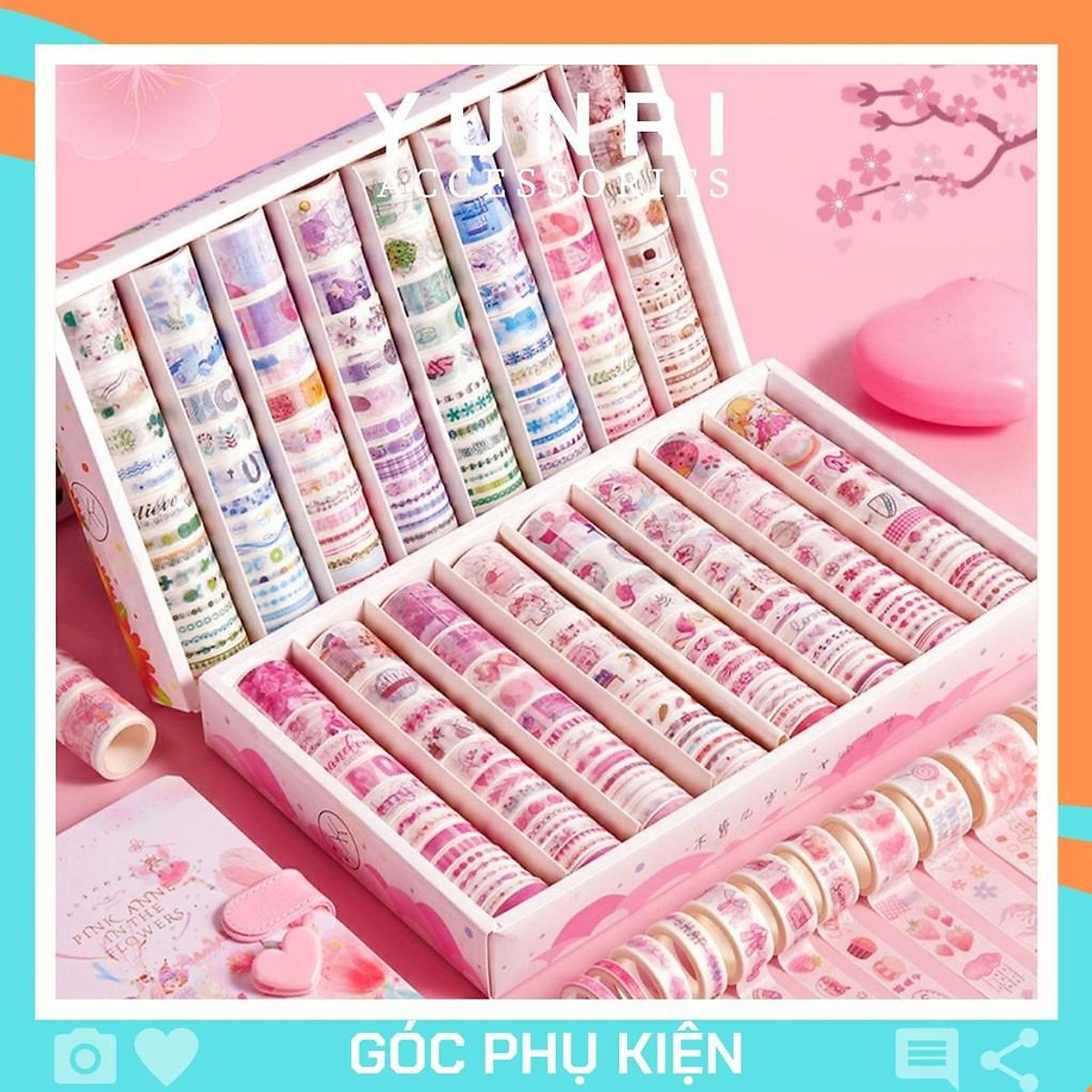 Mua Washi Tape sticker lẻ vintage hoa cổ trang phong cảnh băng dính cute  trang trí sổ -Tách set ngẫu nhiên theo màu