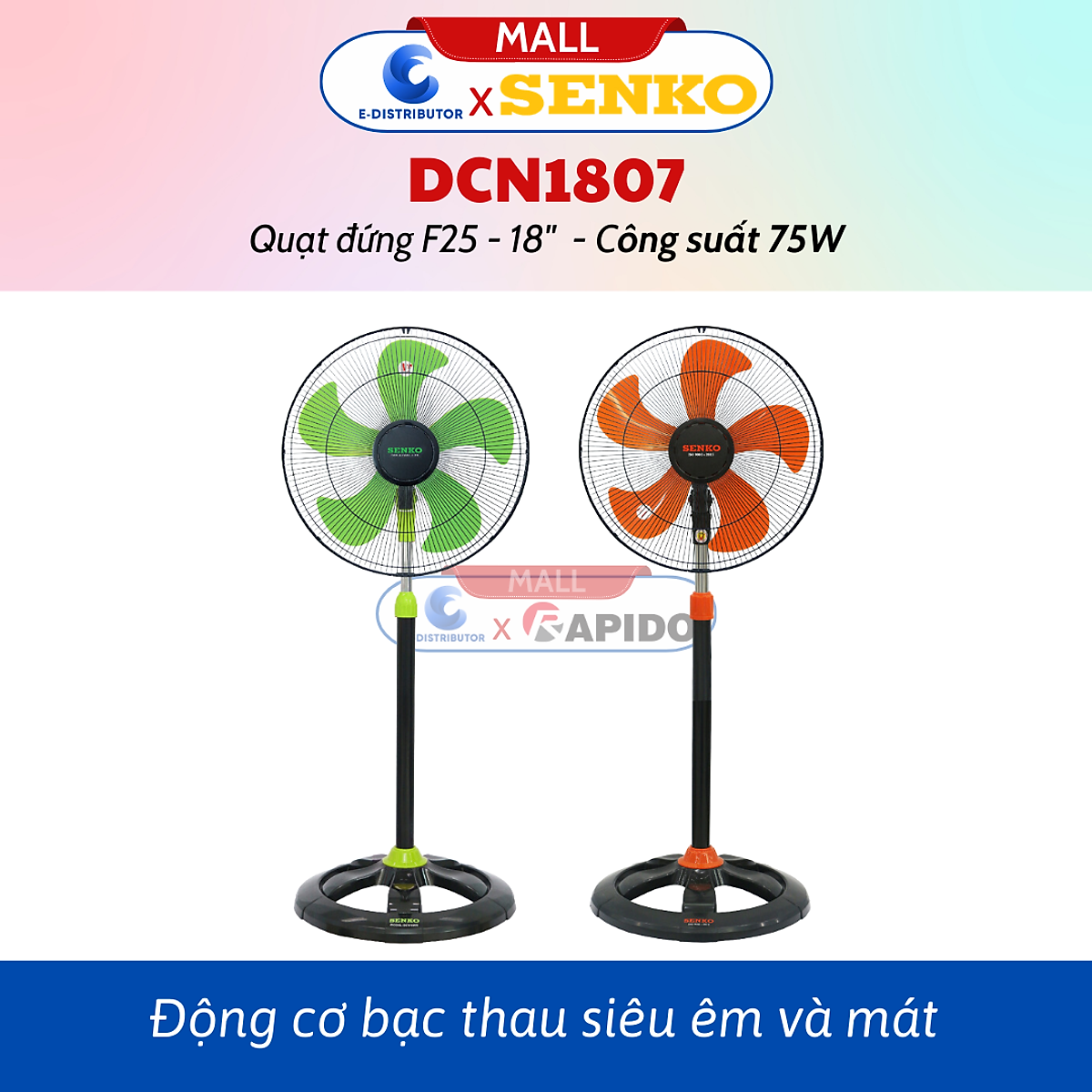 Quạt Đứng Công Nghiệp Senko DCN1809 (Lồng Quạt Mạ Crom) - Quạt Đứng DCN1807 - Hàng Chính Hãng - Bảo Hành 24 Tháng