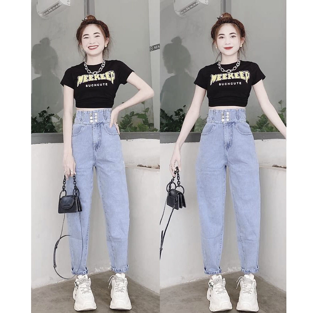 Mua Quần baggy jean nữ lưng cao 3 hàng nút mẫu mới siêu hót Thúy Diệu Shop  m1 - S (38-42kg) - XANH NHẠT tại Thúy Diệu Shop | Tiki