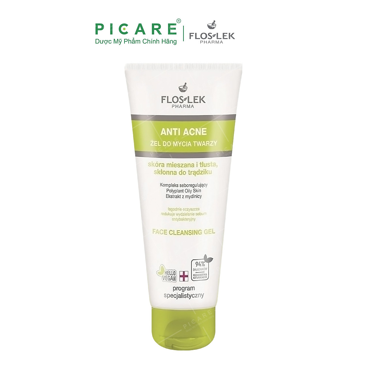 FLOSLEK PHARMA GEL RỬA MẶT DIỆT KHUẨN NGỪA MỤN ANTIBACTERIAL FACE