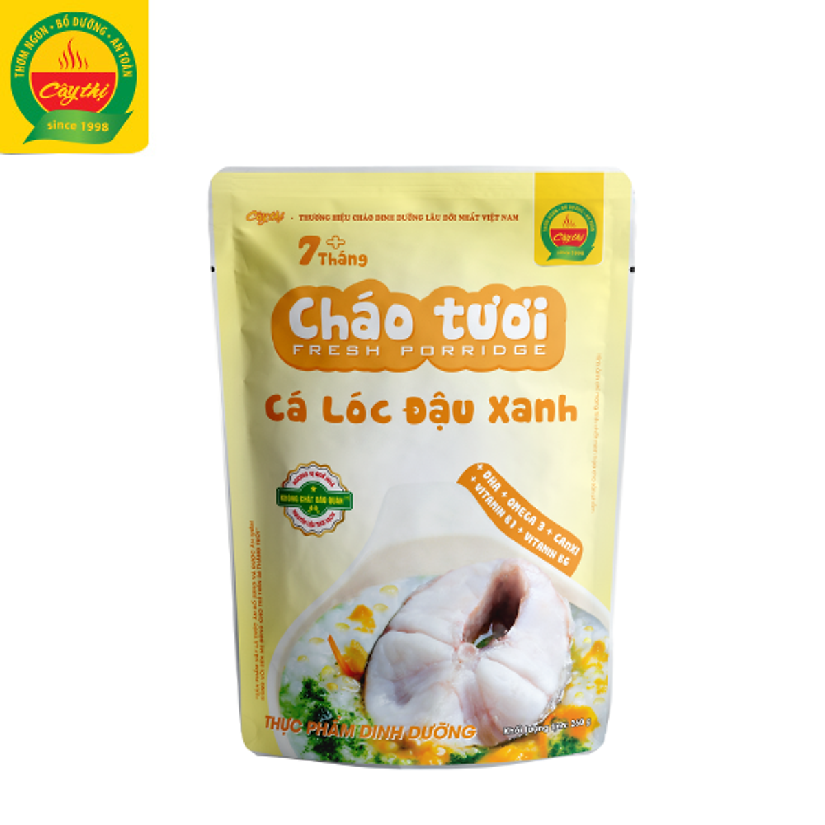 Thùng 35 Gói - 7 Vị Cháo Tươi Cây Thị: Gà Ác Đậu Xanh, Cá Hồi, Cá Lóc, Lươn Đậu Xanh, Thịt Bò, Rau Củ, Thịt Heo