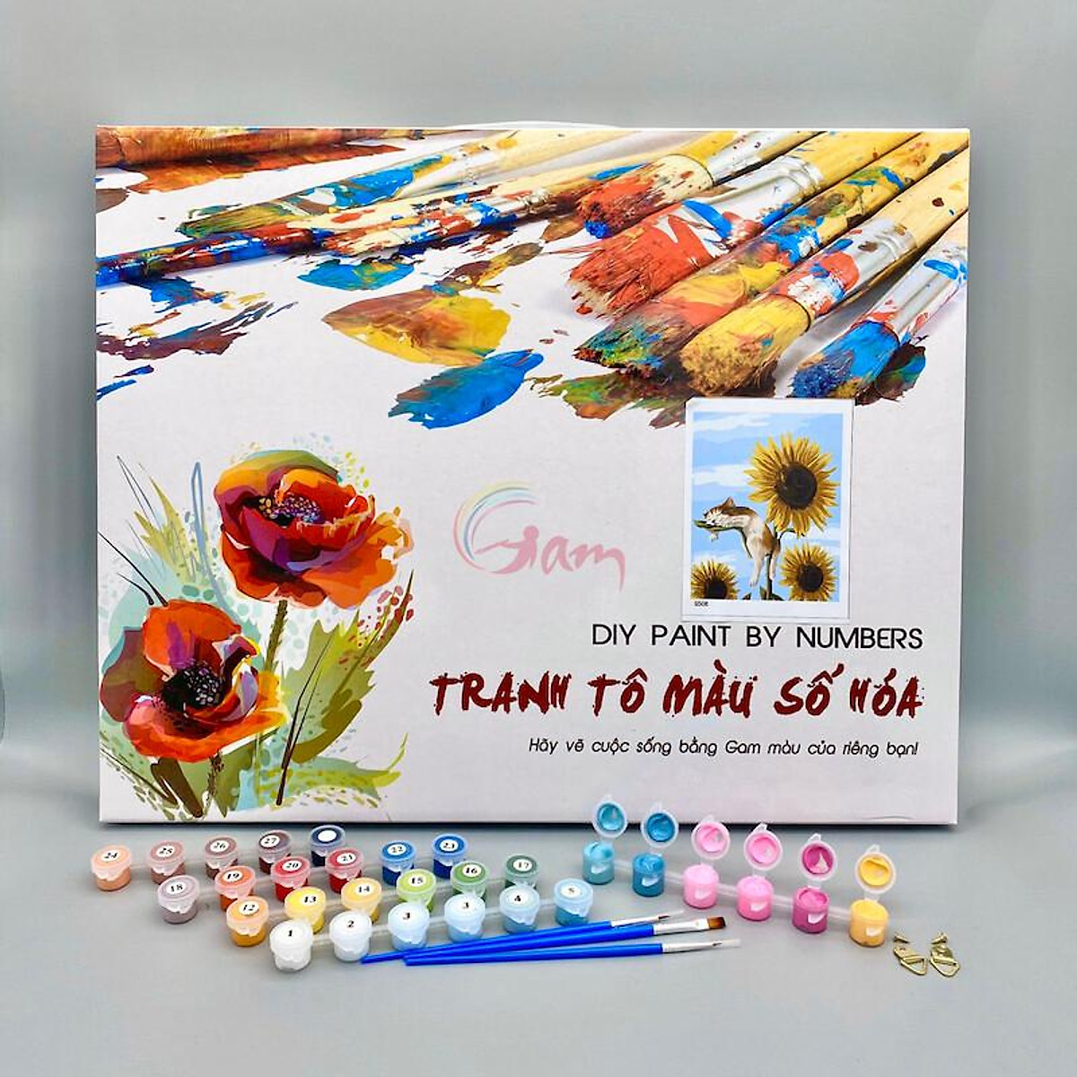 Tranh Sơn Dầu Số Hoá Tự Vẽ - Mã Bh0049E Hoa Sơn Trà Vàng - Tranh Sơn Dầu