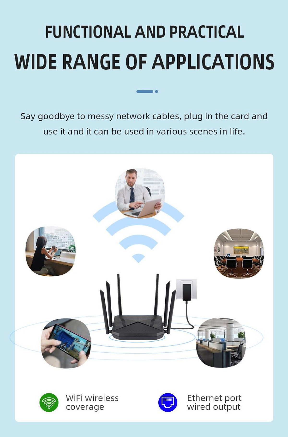 Phát wifi từ sim 4G B618 tích hợp 6 ăngten, bộ phát wifi 4G LTE có 4 cổng WAN/LAN, 6 ăngten Siêu Khỏe - hàng chính hãng