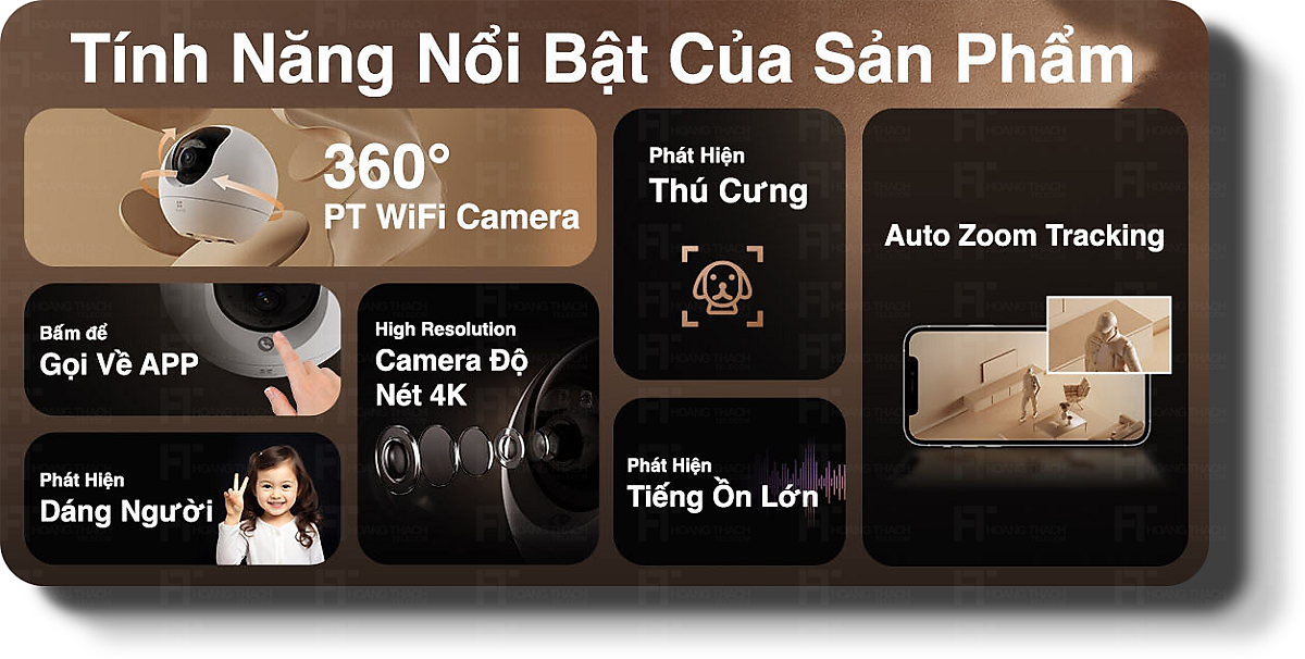 Camera Wifi Ezviz C6C 8M - 4K Siêu Rõ Nét, Quay Quét 360 độ , Đàm thoại 2 chiều, Có màu ban đêm, Phát hiện người AI - hàng chính hãng