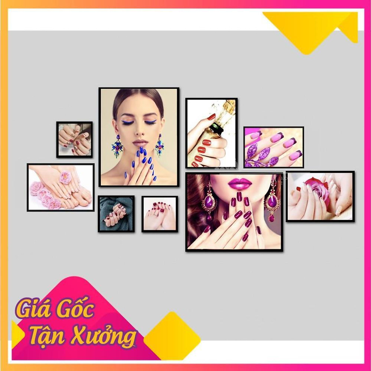 BỘ 11 TRANH DECAL TẤM CỨNG DÁN TRANG TRÍ SPA + NAIL + TÓC + PHUN