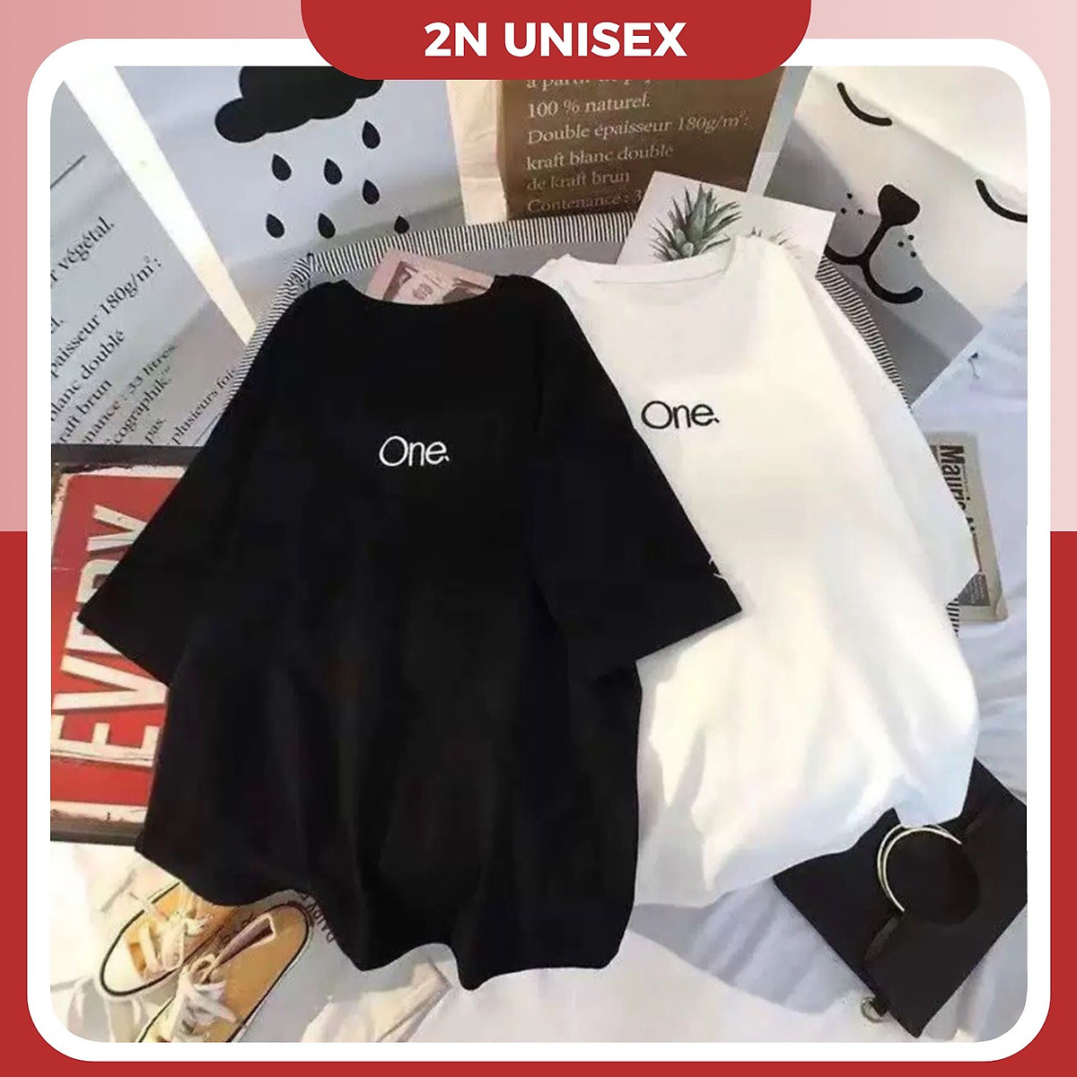 Áo Thun Tay Lỡ Form Rộng - Phông Nam Nữ Cotton Oversize - T Shirt One - 2N  Unisex