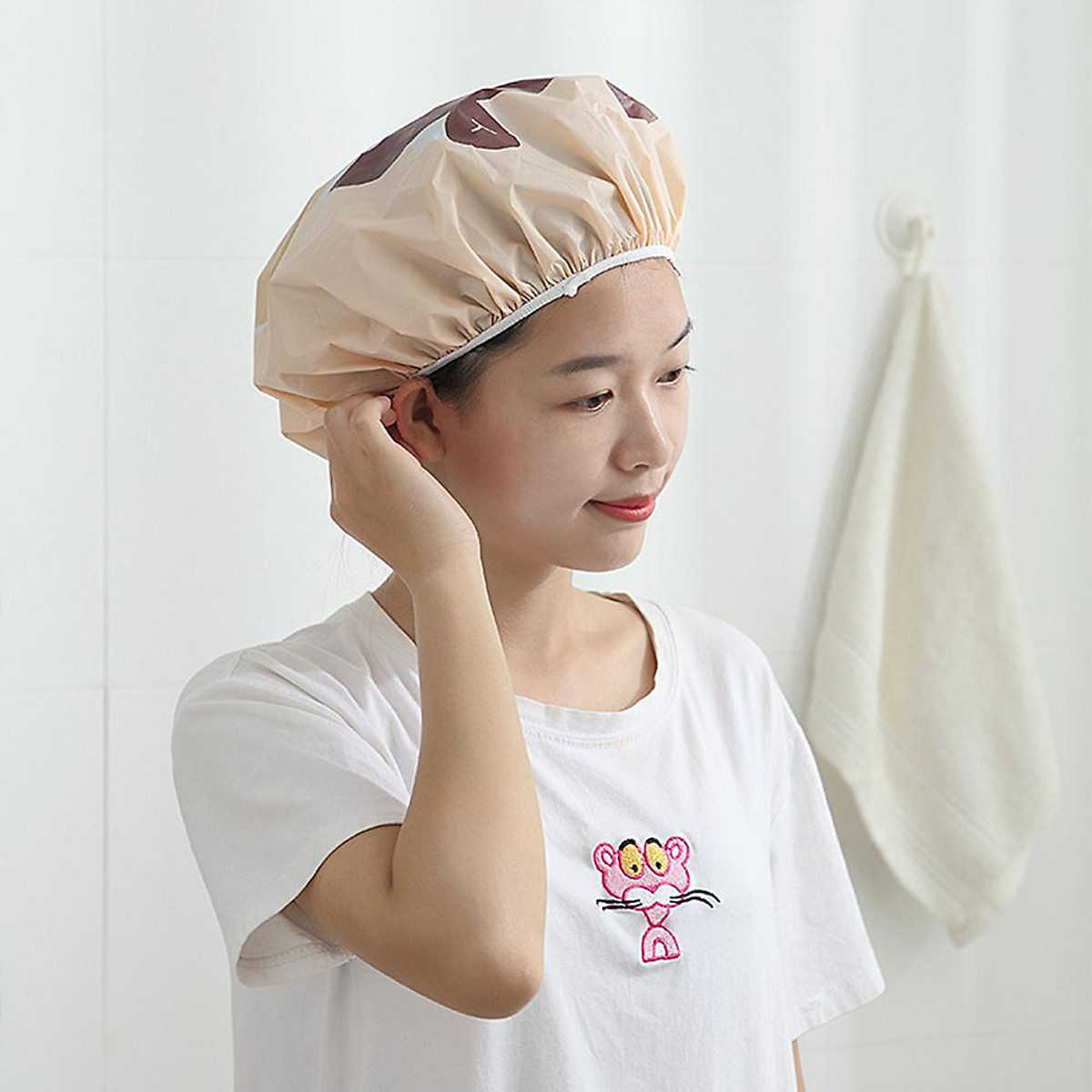Mua Waterproof Cartoon Shower Bath Cap Protective Bathroom Hat Accessories