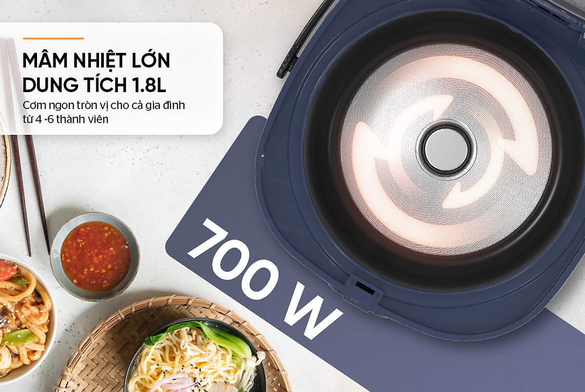 NỒI CƠM ĐIỆN 1.8L SUNHOUSE SHD8611N (700W)- Hàng chính hãng