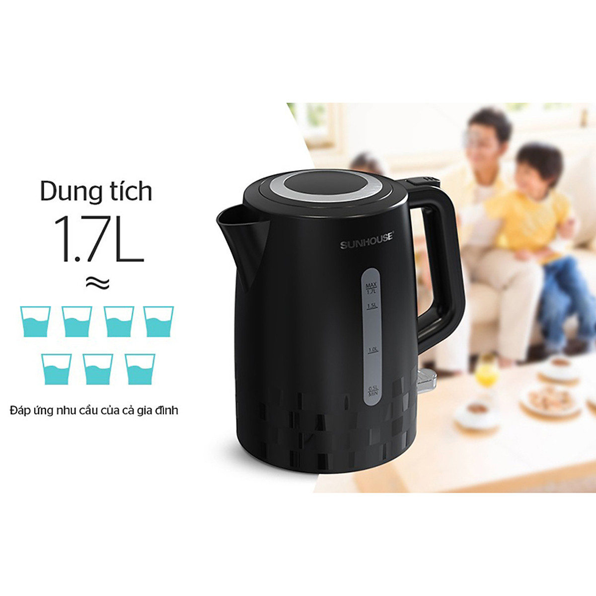 Ấm Siêu Tốc Sunhouse SHD1306 (1.7 Lít) - Hàng Chính Hãng