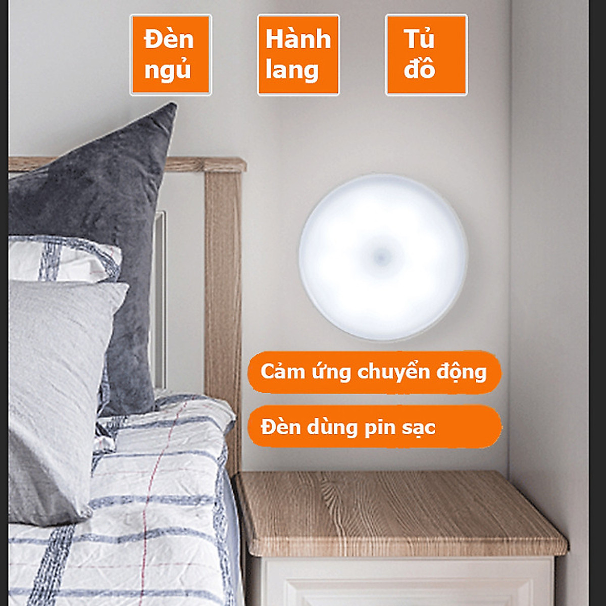 Đèn Cảm Ứng Chuyển Động, Đèn Led Dán Tường Cảm Biến Thông Minh Không Dây Dán Tủ Quần Áo, Cầu Thang, Phòng Ngủ...
