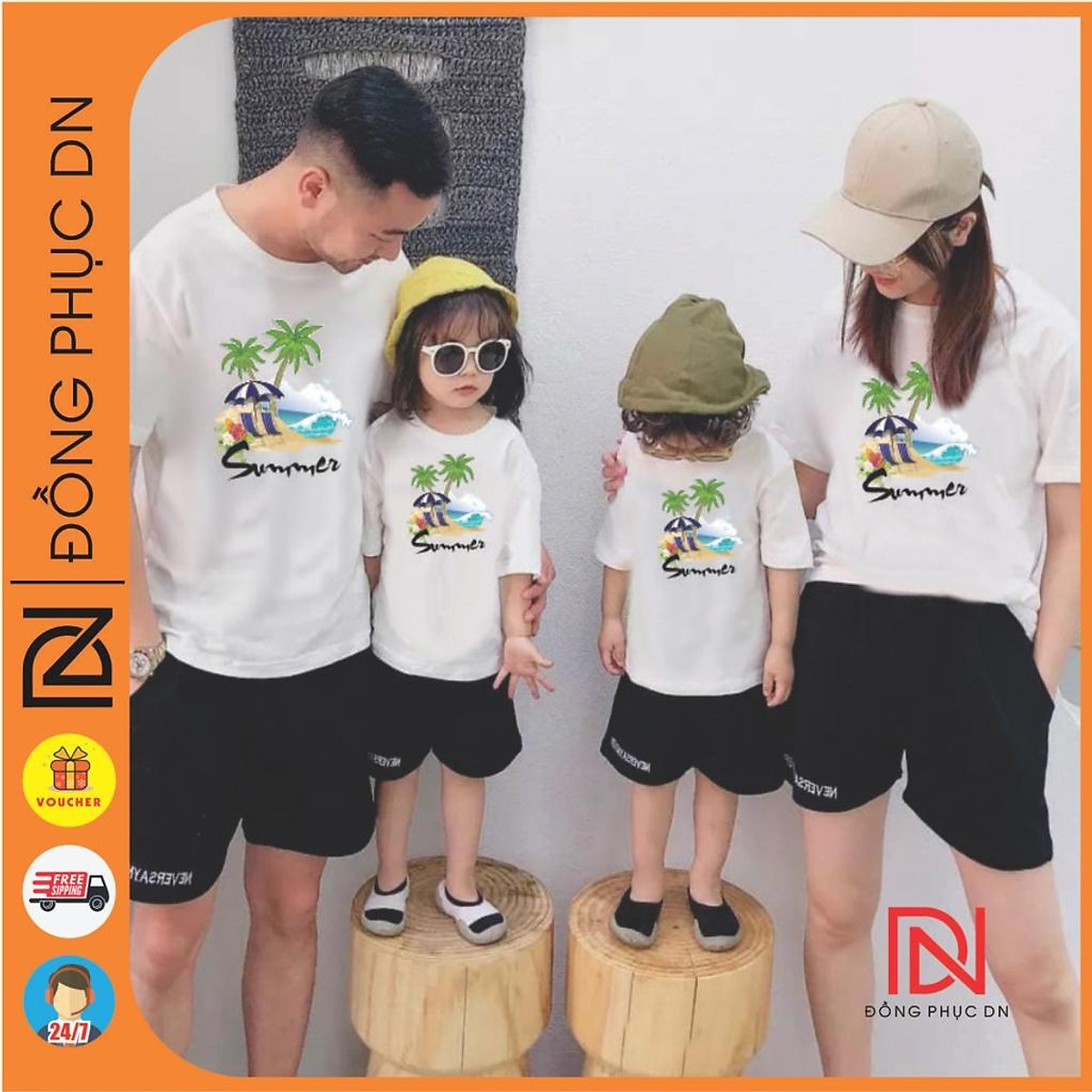 Áo gia đình cây dừa đi biển