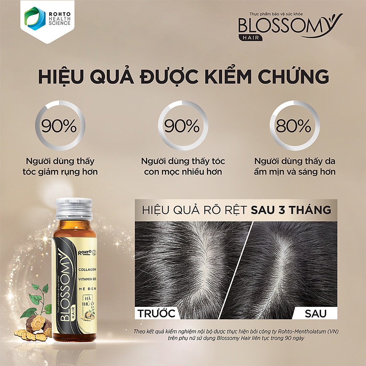 Nước uống giúp giảm rụng tóc, sáng da Blossomy Hair lốc 10 chai x 50ml