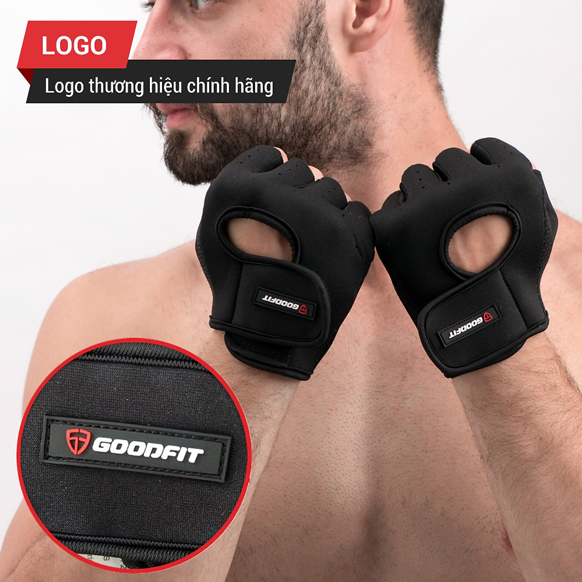 Găng tay hở ngón, bao tay tập gym, tập đu xà nam nữ GoodFit đệm silicone chống trượt, vải đục lỗ thoáng khí GF202G