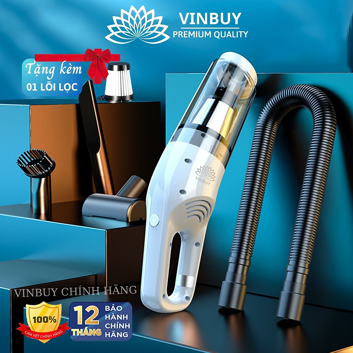 Máy Hút Bụi Cầm Tay Không Dây VinBuy Lực Hút Mạnh Mẽ 16000PA Chức Năng Hút Bụi Khô Và Ướt - Máy Hút Bụi Ô Tô, Máy Hút Bụi Gia Đình - Hàng Chính Hãng