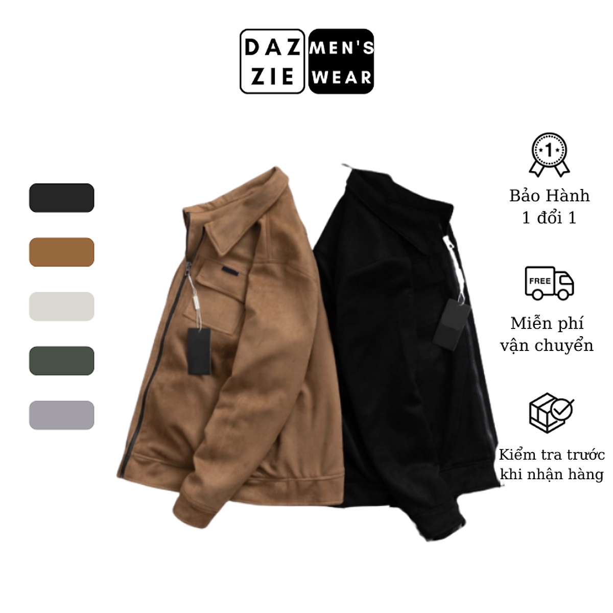 Áo Khoác Nam DazzieMenwear chất Da lộn Cao Cấp Túi hộp Thời Trang, Trẻ Trung Áo Khoác Nam Dazziemenwear Chất Da Lộn Cao Cấp Túi Hộp Thời Trang, Trẻ Trung