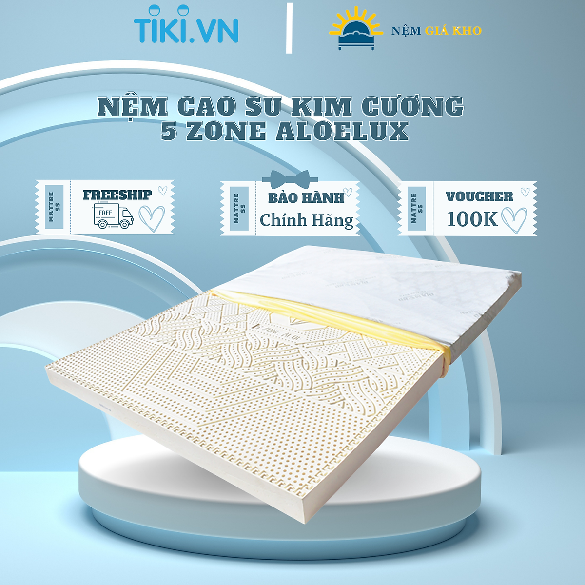 Nệm Cao Su Kim Cương 5 Zone Aloe