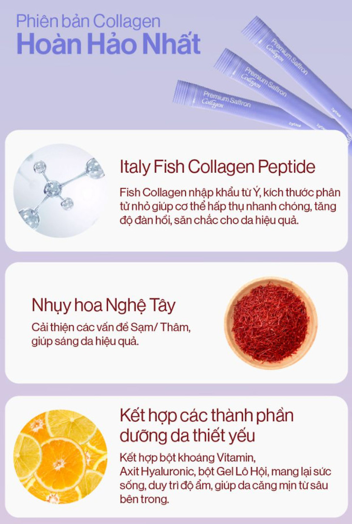 Bột Uống Collagen Gilaa Cao Cấp Kết Hợp Saffron - (60 gói x 2g)