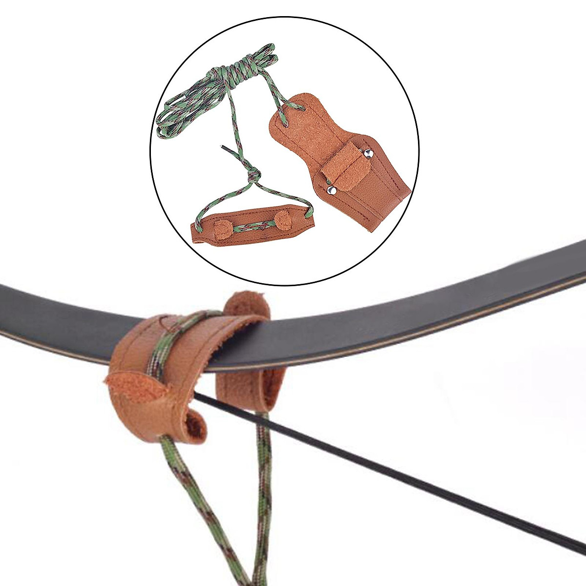 Outdoor Archery Leather Recurve Bow Stringer Traditional Bowstringer Rope