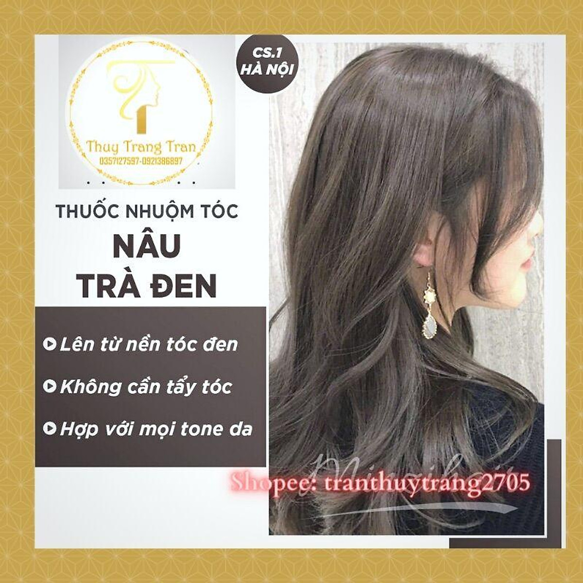 Thuốc nhuộm tóc màu Nâu Trà Đen tây lên từ nền tóc nâu không tẩy tặng oxy  trợ nhuộm dưỡng Galistore - Thuốc nhuộm | TheFaceHolic.com