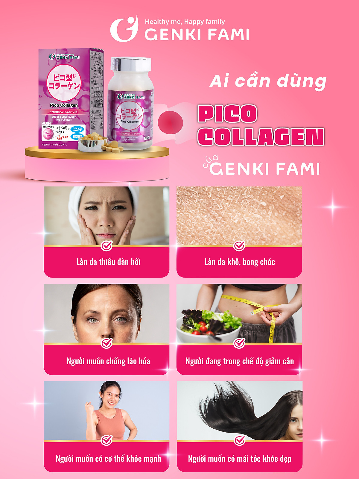 Collagen Viên Nhật Bản, Hỗ Trợ Ngăn Ngừa Lão Hóa Da, Giúp Tóc Móng Chắc Khỏe, Hộp 180 Viên