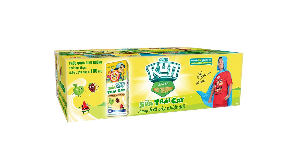 Thùng 48 Hộp Sữa Trái Cây Hương Trái Cây KUN 180ml/hộp(thẻ cào)
