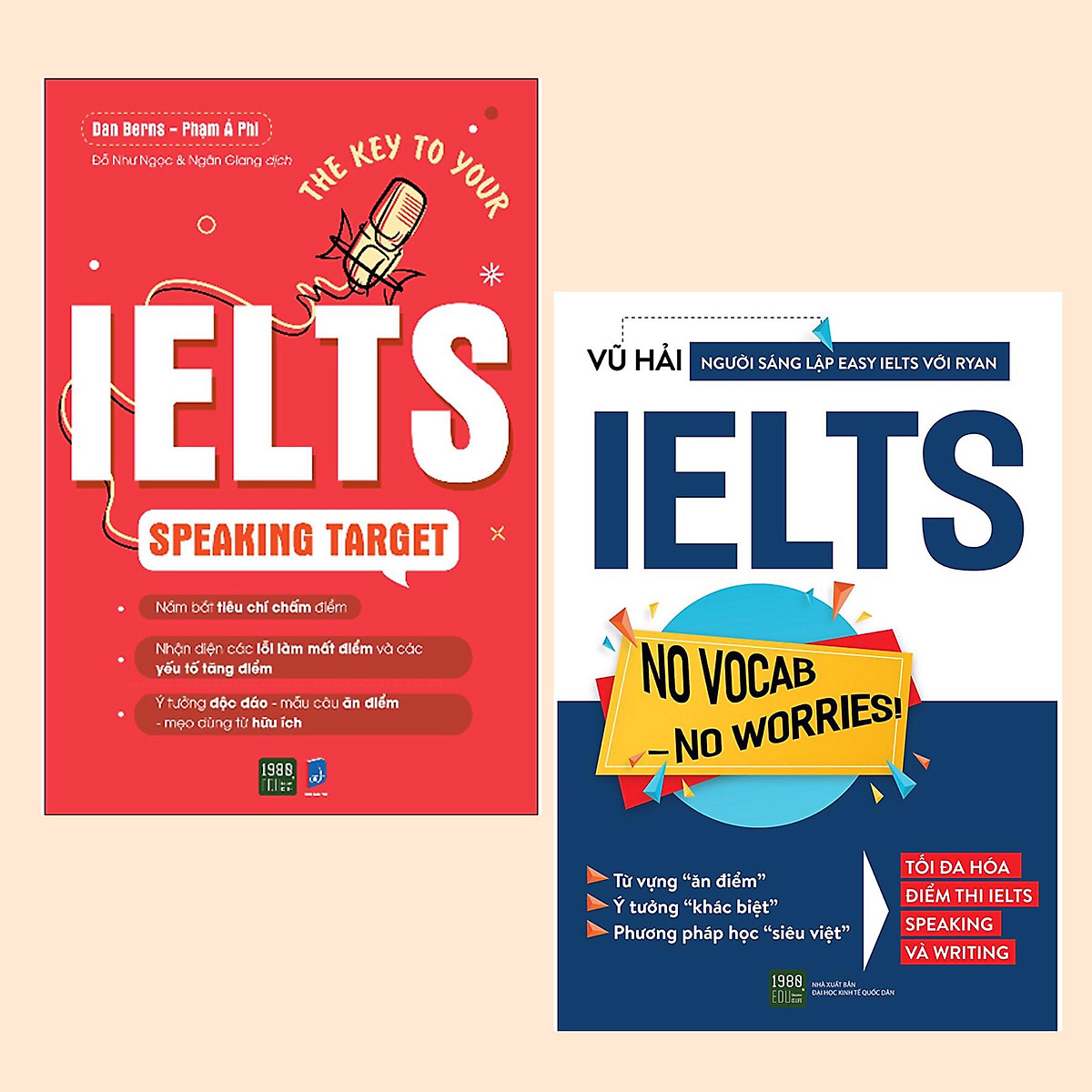 Combo Cẩm Nang Luyện IELTS: The Key To Your IELTS Speaking Target + IELTS No Vocab - No Worries ! / Sách Luyện Thi IELTS Hiệu Quả, Khoa Học