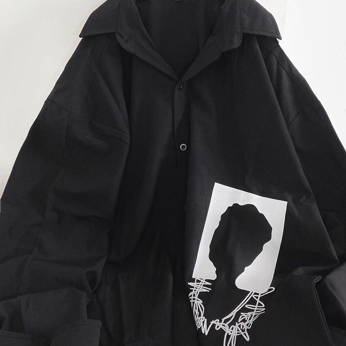 Áo Sơ Mi Nữ Form Rộng Chữ Kí Basic Unisex Dài Tay Trắng và Đen Kiểu Áo Sơ Mi Ullzang Oversize Unisex Hot