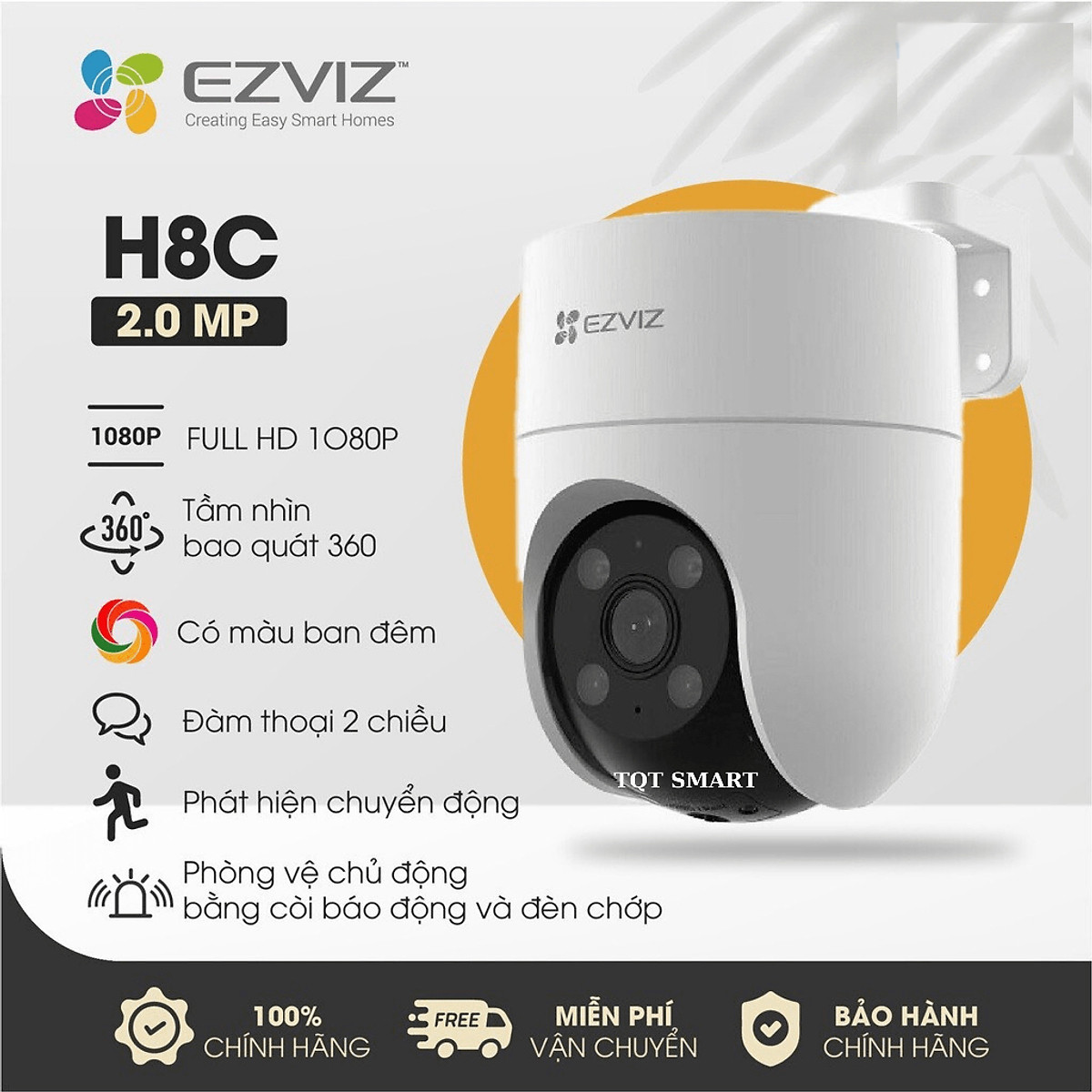 Camera Eziz Ngoài Trời H8C 2MP/ C8C 4Mp - Đèn Còi Báo Động - Màu Ban Đêm - Đàm Thoại 2 Chiều - Xoay 360 Độ - Hàng chính hãng