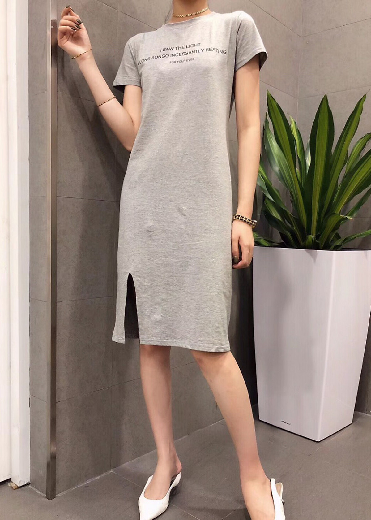 Đầm Suông Dáng Dài Váy Suông Cổ Tim Dáng Basis Chất Thun Cotton Hàng VNXK   Tháng Bảy