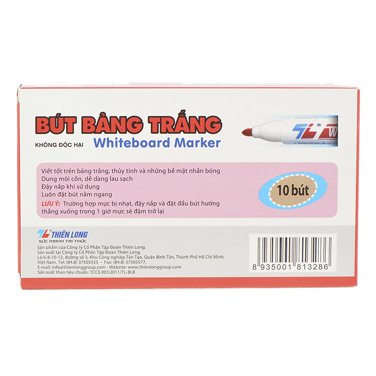 Hộp 10 Bút Lông Bảng Thiên Long WB03 - Đỏ