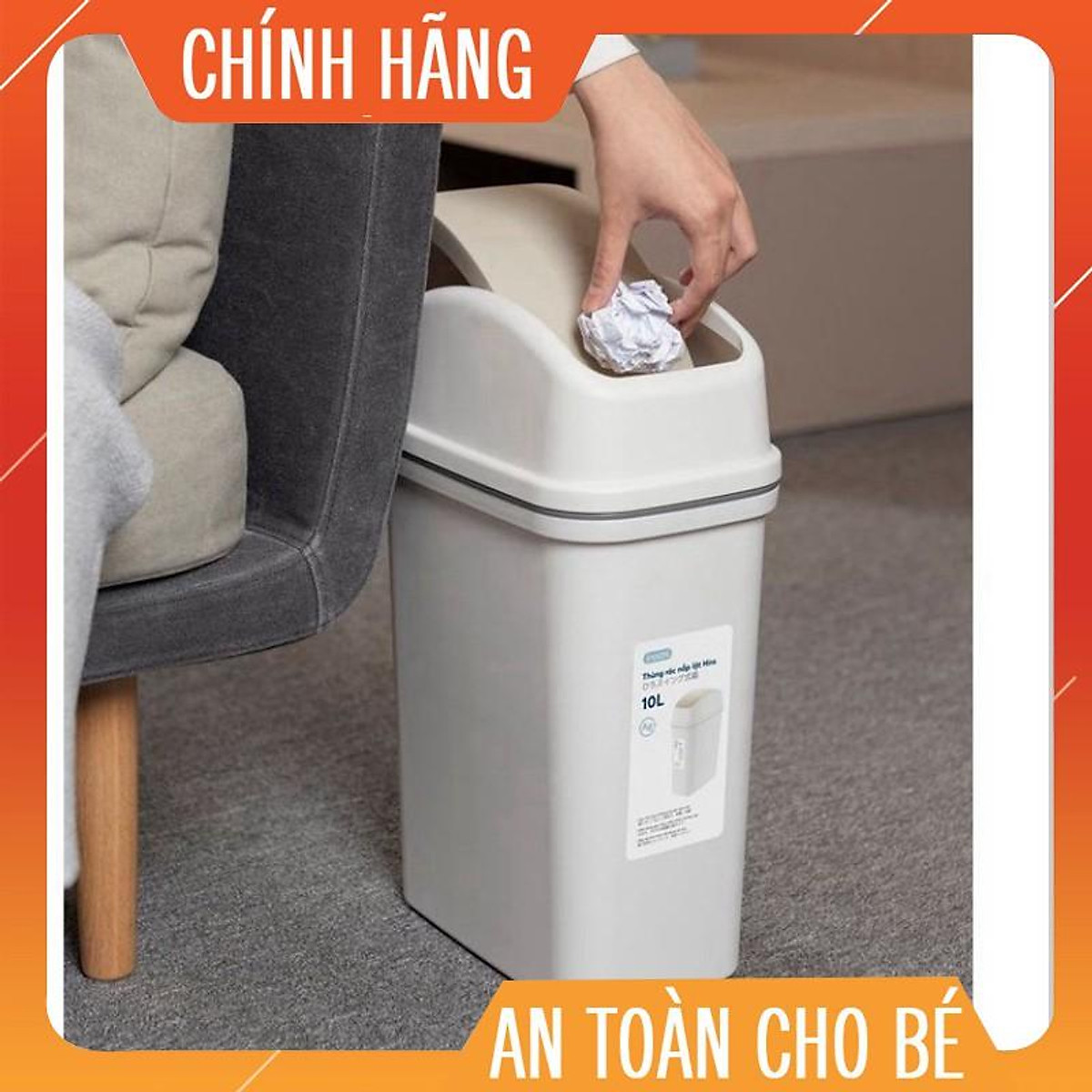 Thùng rác nắp lật Inochi 10L (tiêu chuẩn Nhật Bản) | Gia Dụng Tiện Ích